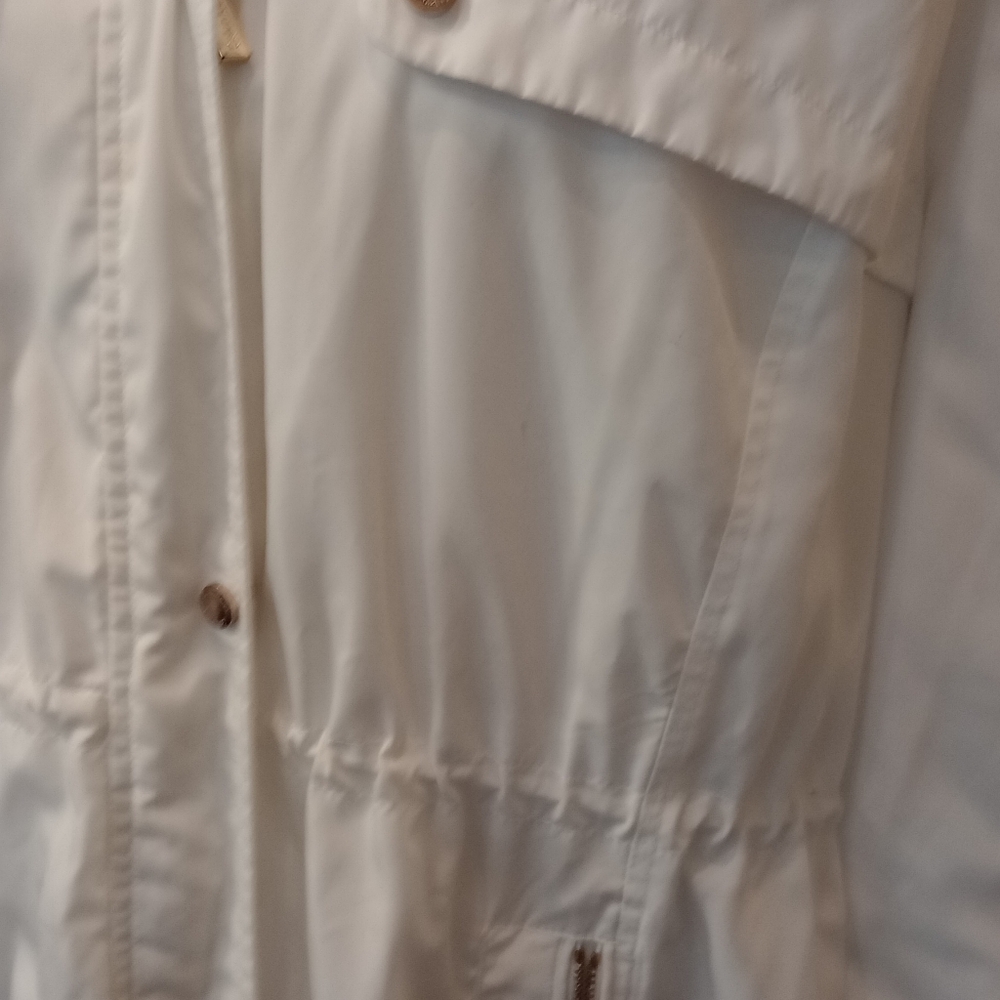 Calvin Klein 1X Lightweight Hooded Raincoat / Windbreaker White W/ Gold Accents - Picture 2 of 7